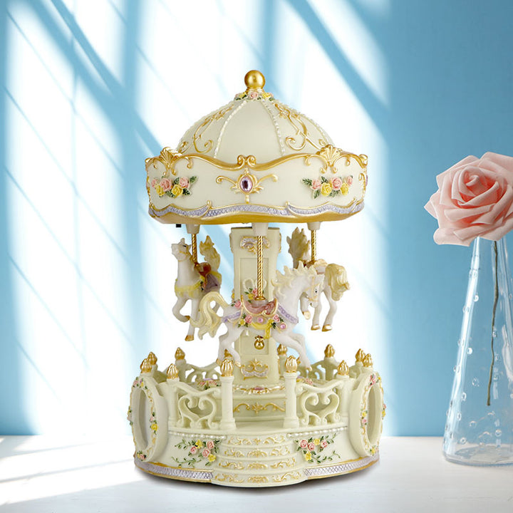 Miniature carousel music box made of resin