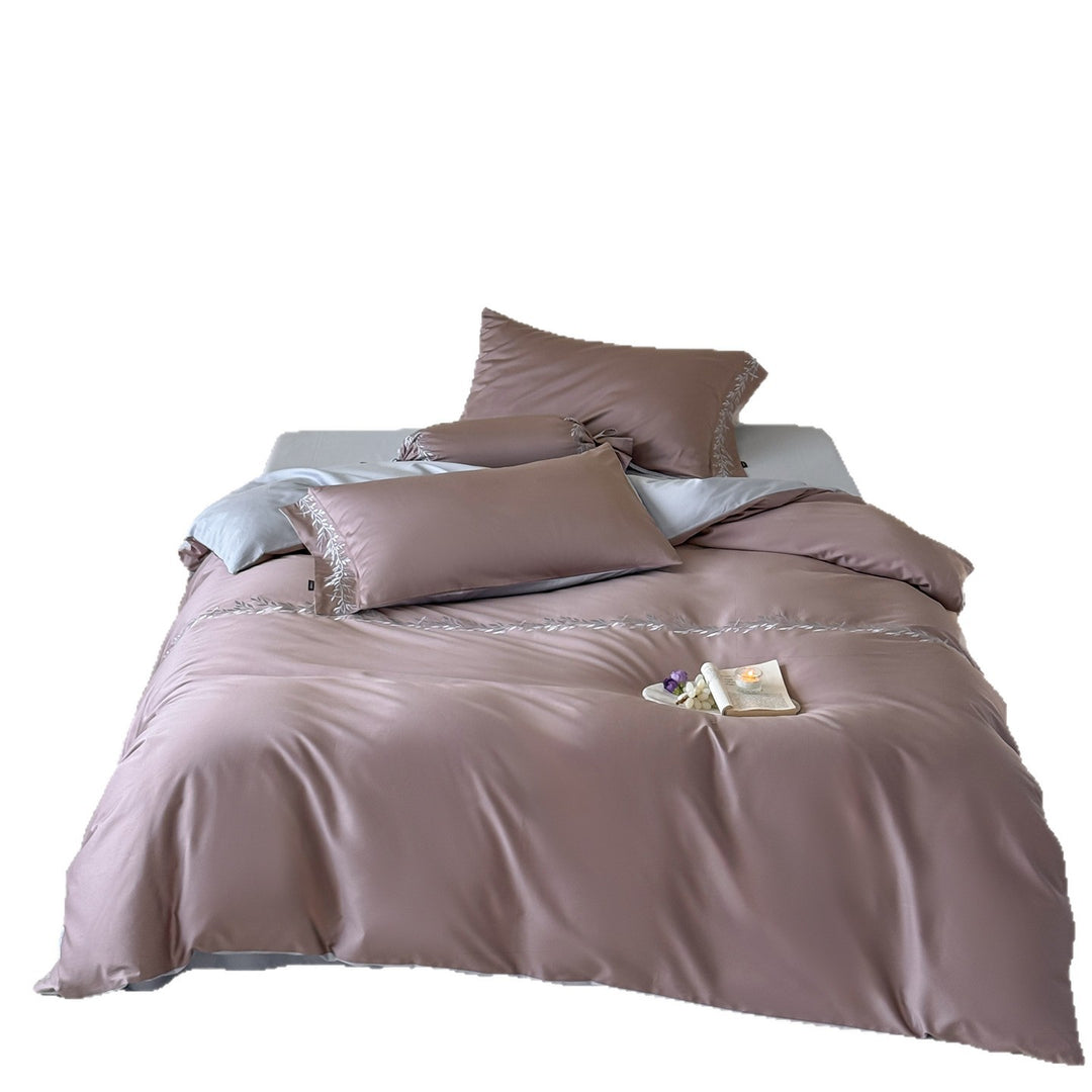 Long-staple cotton bedding, 4-piece, embroidered