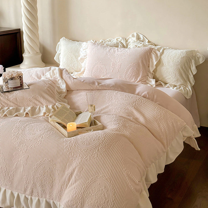 Milk fiber bedding set, 4-piece, princess style
