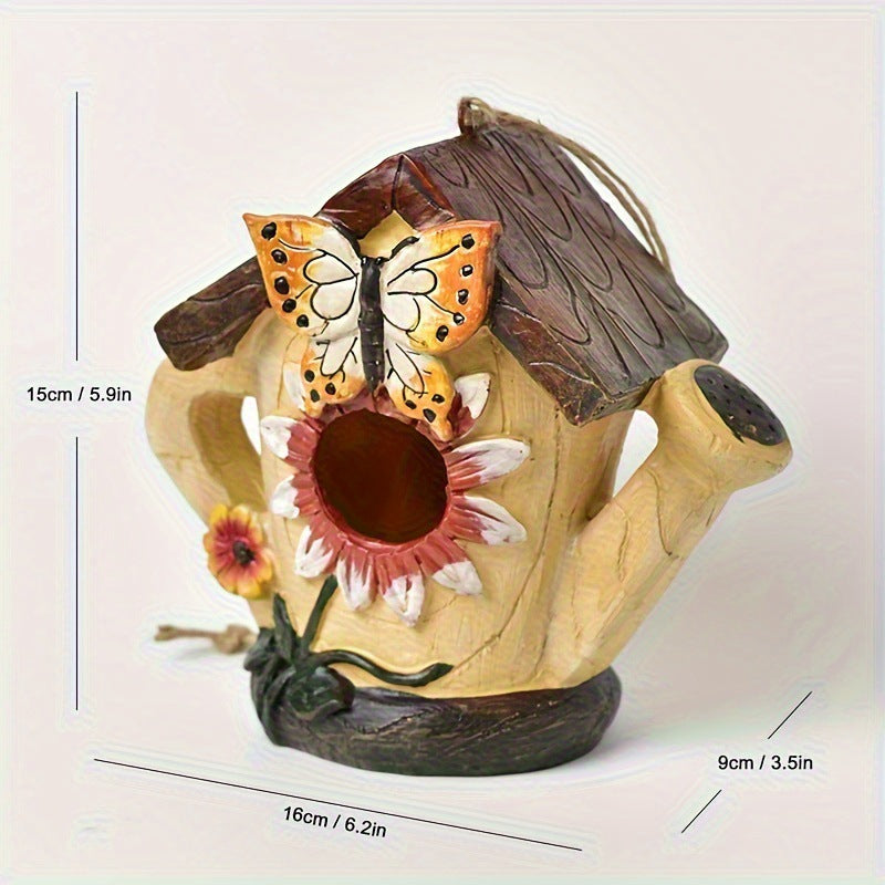 Decorative birdhouse made of resin for garden and balcony