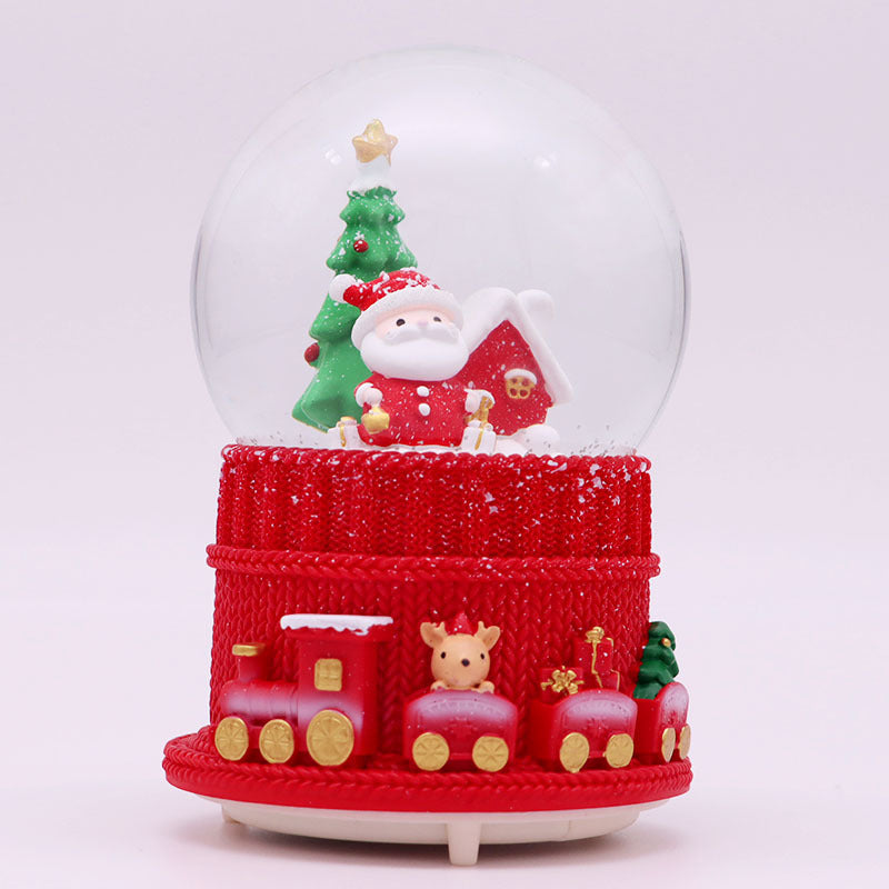 Christmas music box with light and snow globe