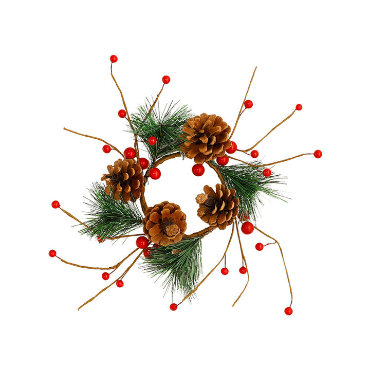 Christmas wreath with berries and pine needles