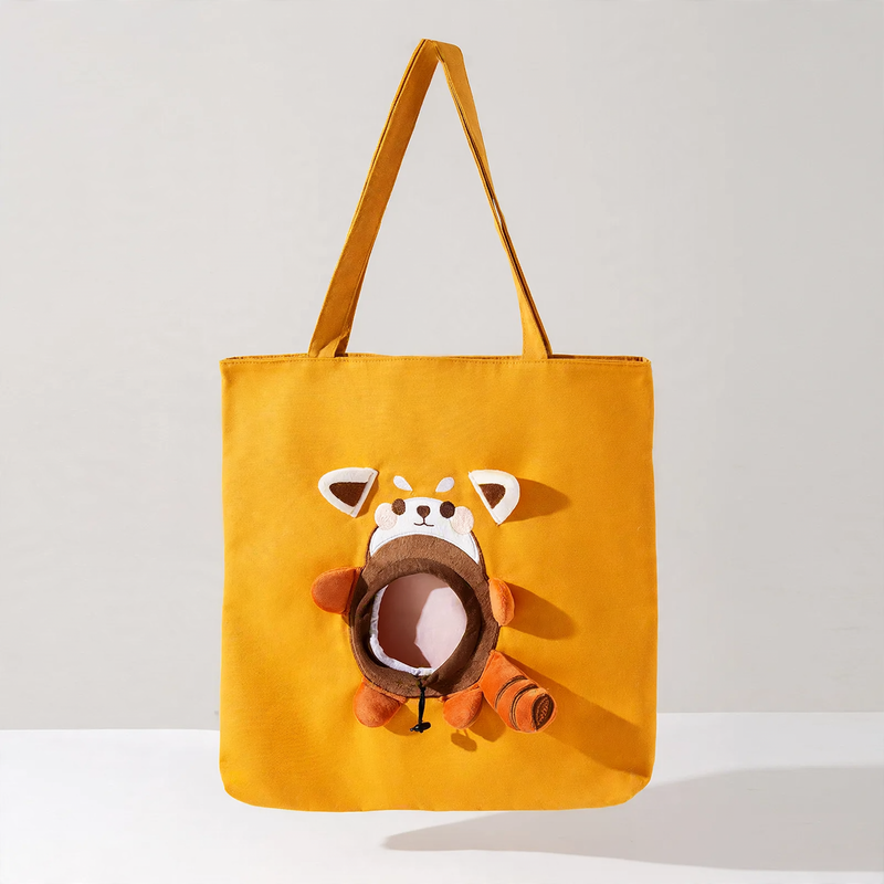 Pet transport bag made of canvas with animal motif