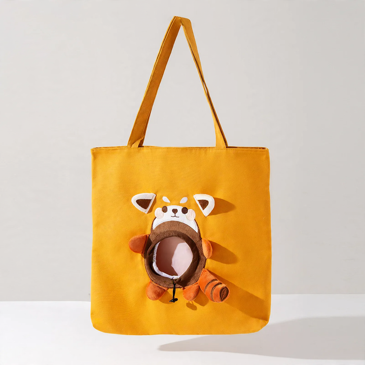Pet transport bag made of canvas with animal motif