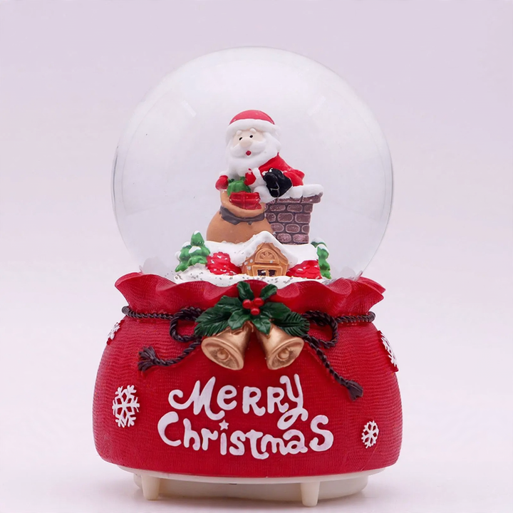 Christmas music box with glass sphere and snow effect