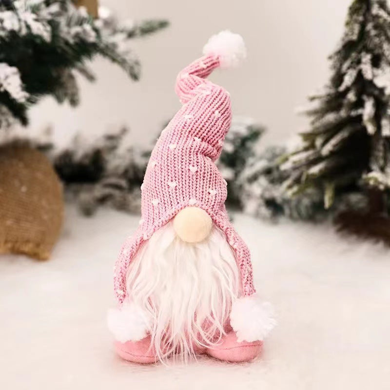 Sitting Christmas Elf Figure with Knitted Hat