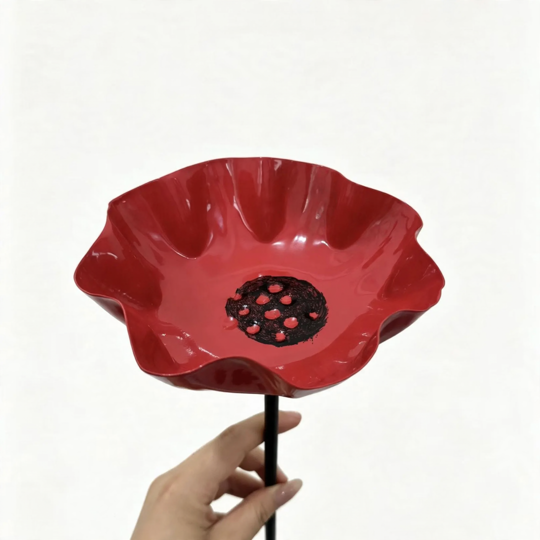 Handcrafted metal flower lining