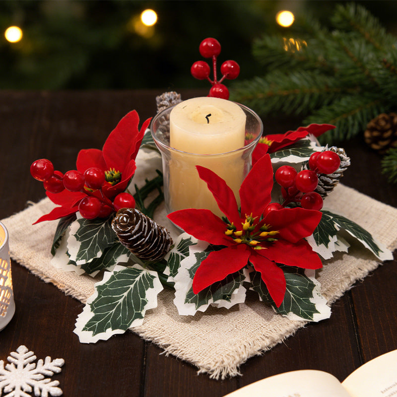 Decorative Christmas wreath for candles and bottles