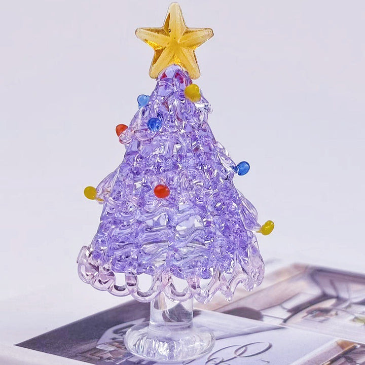 Mini Christmas tree made of glass, decorative table figure