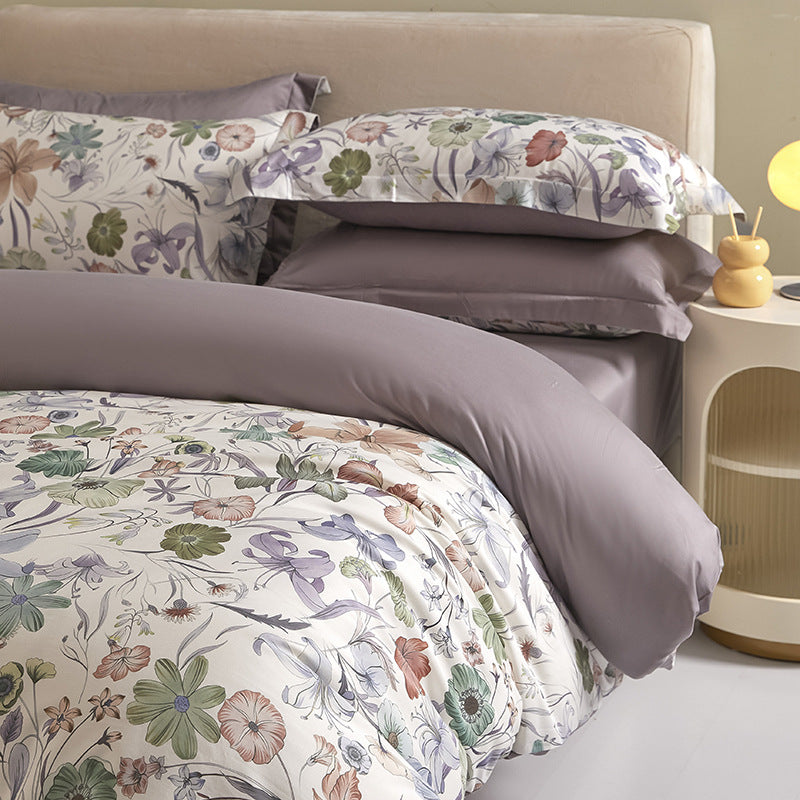 Cotton bedding set, 4-piece, digital print, country style
