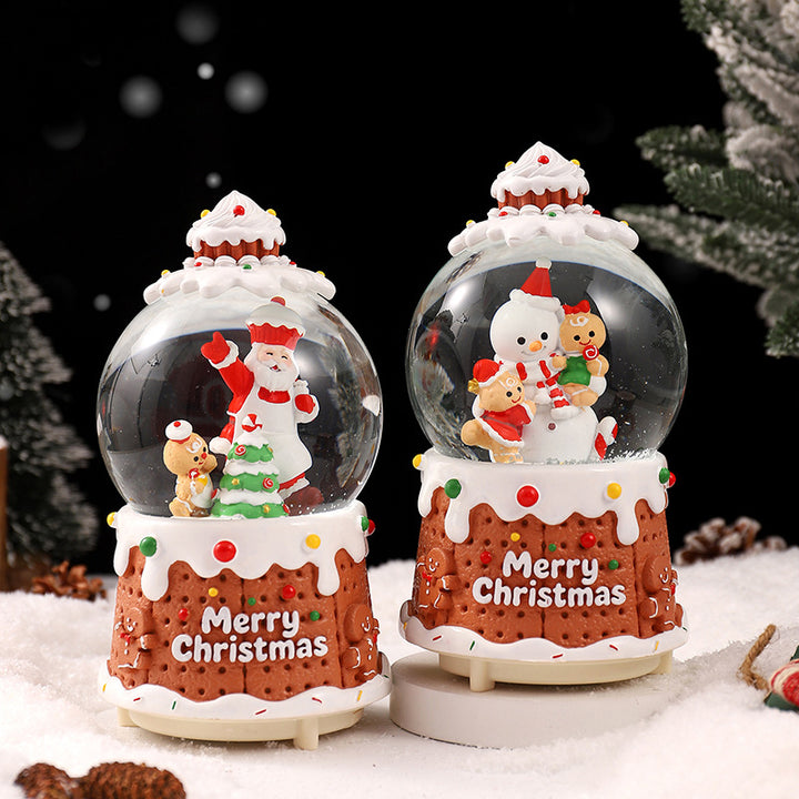Christmas snow globe with music and light