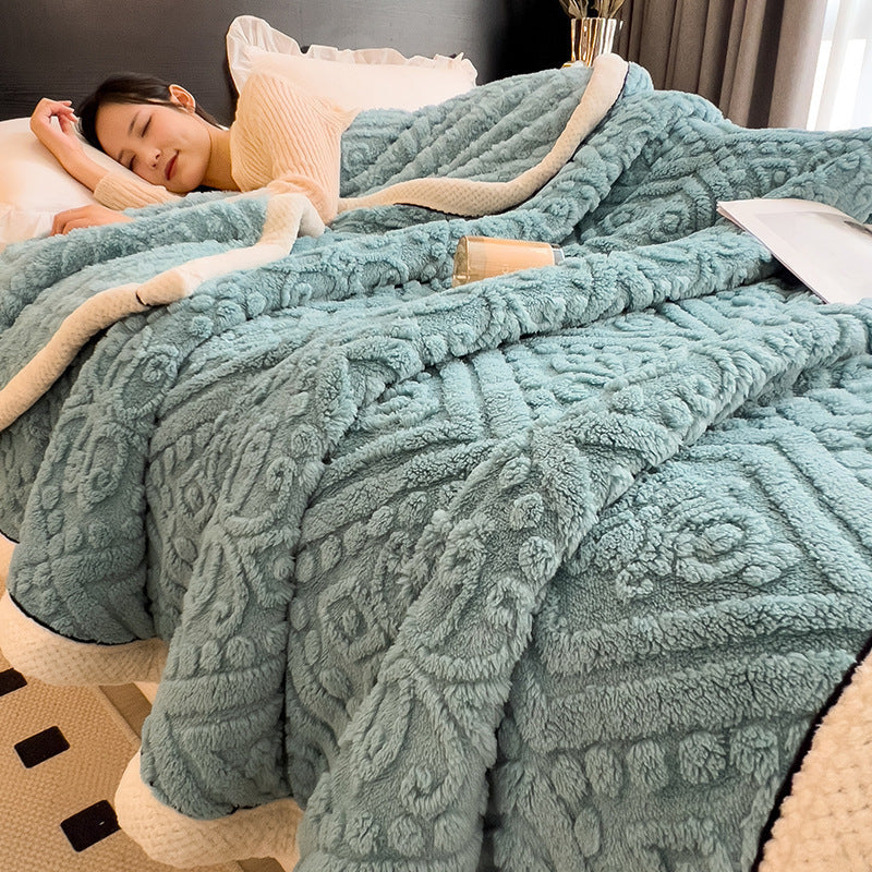 Warm Milk Fiber Fleece Cozy Blanket for Everyday and Office
