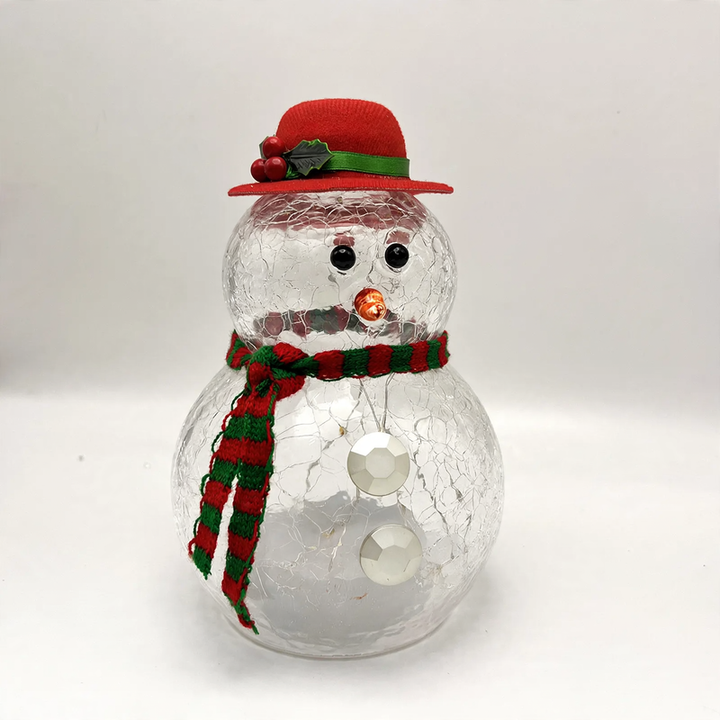 Decorative glass snowman figurine with lighting