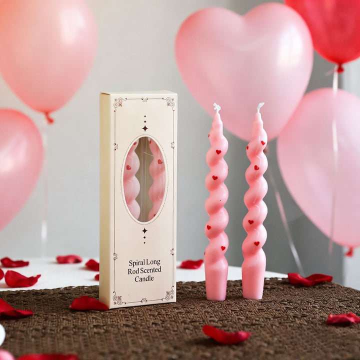 Spiral-shaped scented candle with decorative stickers