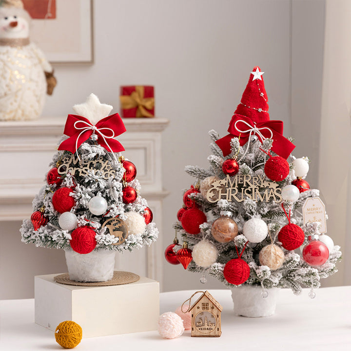 Mini Christmas tree for the table, PVC, flocked, with lighting