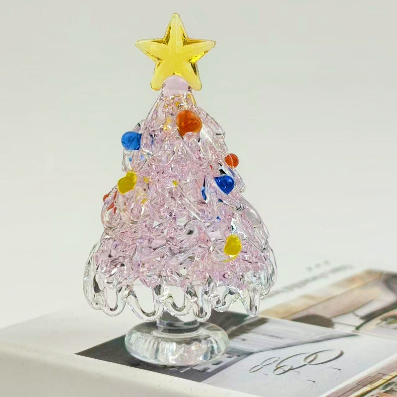 Mini Christmas tree made of glass, decorative table figure