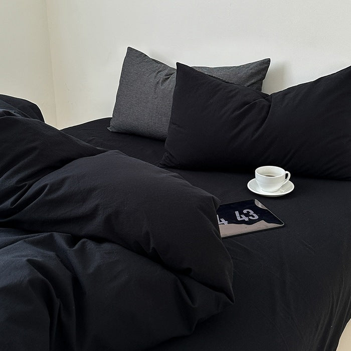 Bedding set made of washed cotton, striped