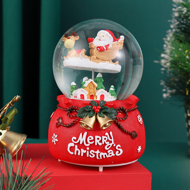 Christmas snow globe with music and light