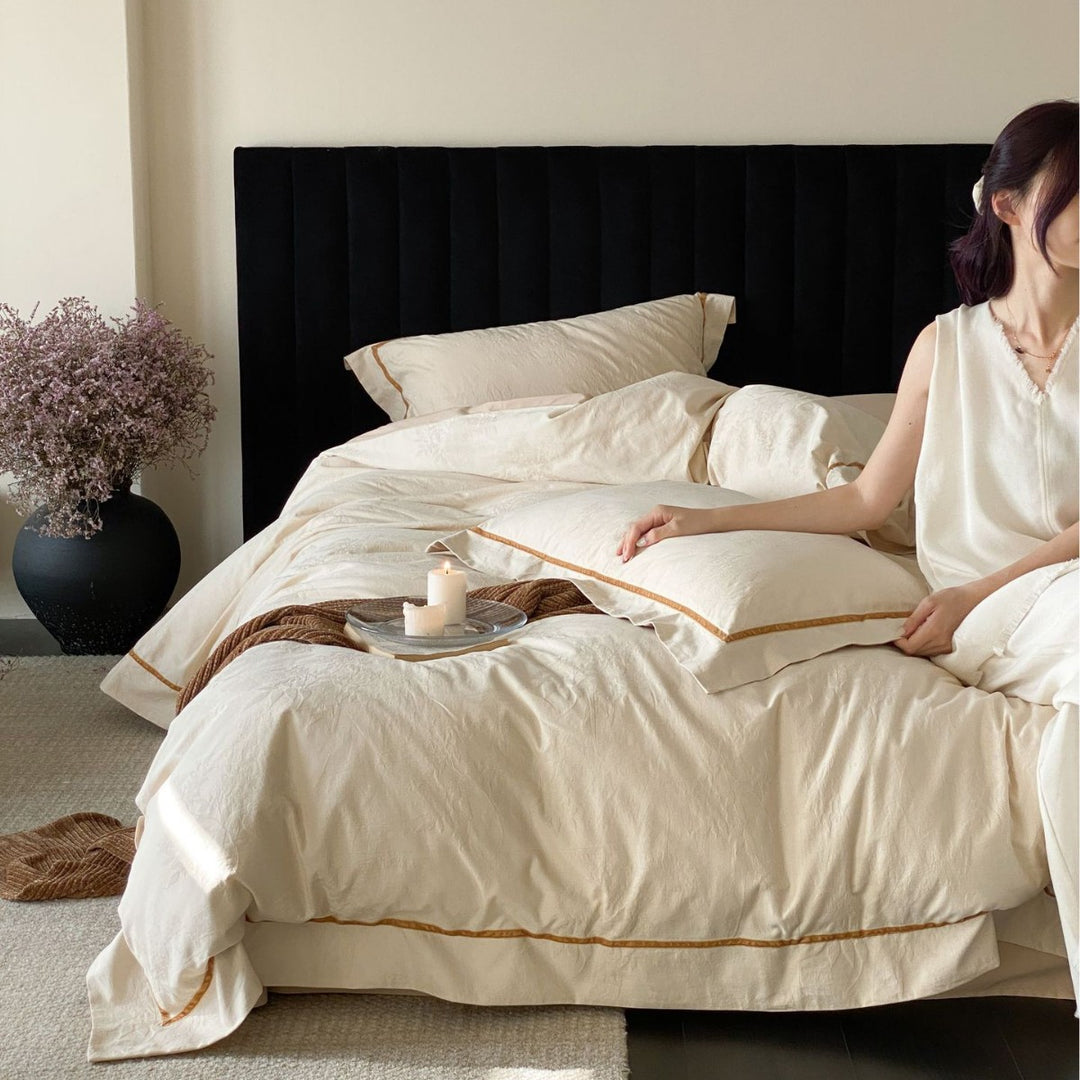 Brushed cotton bedding set, Jacquard, various sizes