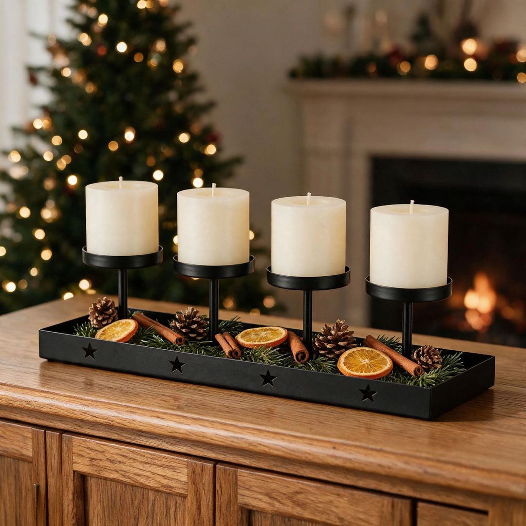 Decorative candle holder made of iron for festive occasions