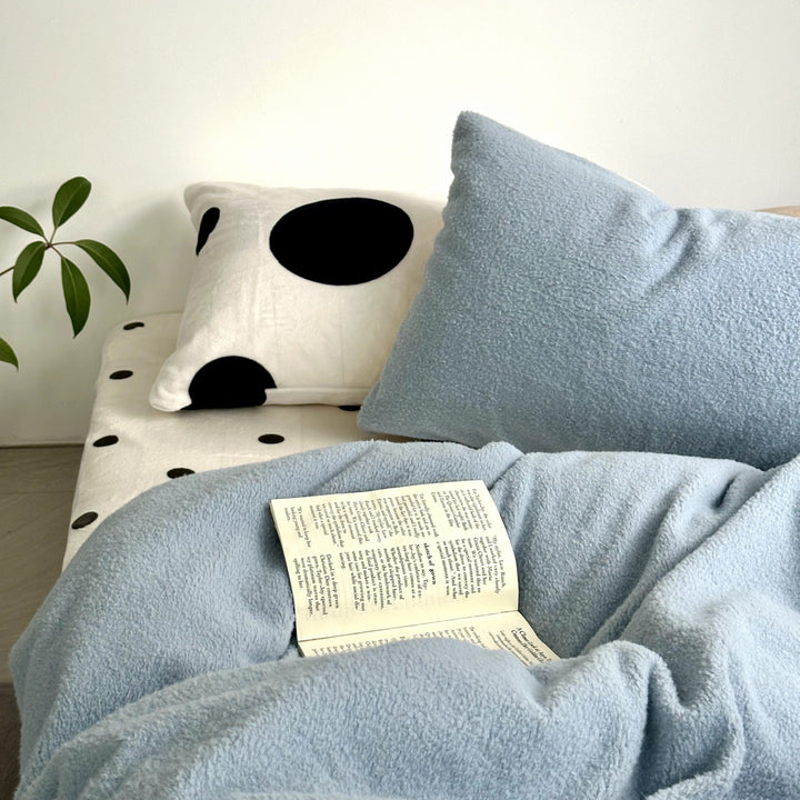 Milk fiber fleece bedding set, solid color, soft