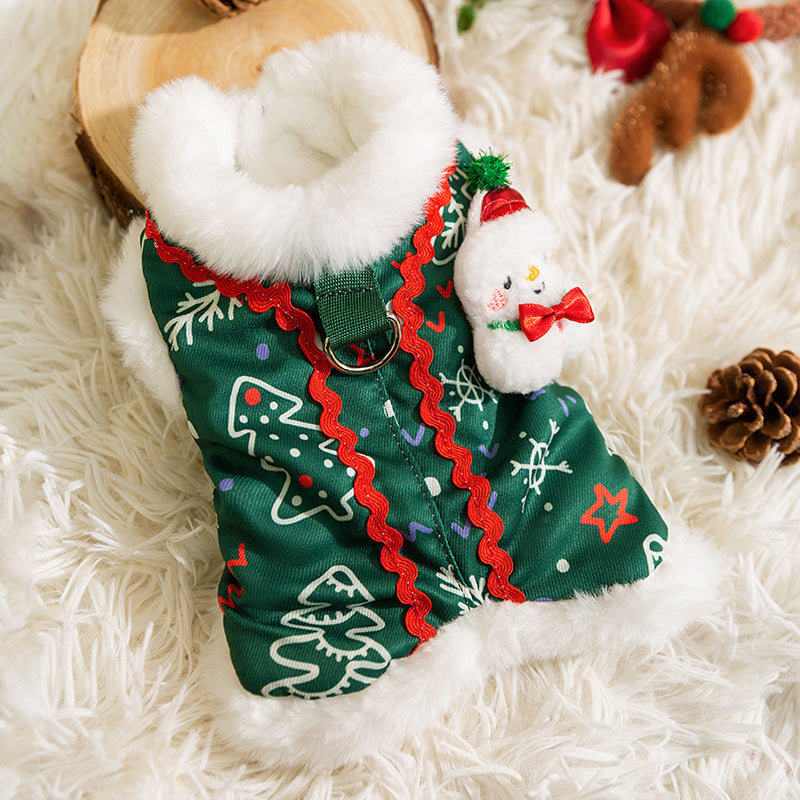 Quilted dog coat with cartoon design