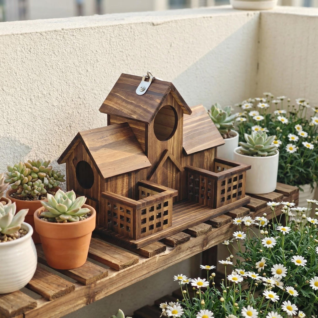 Pine Wood Birdhouse for Hanging