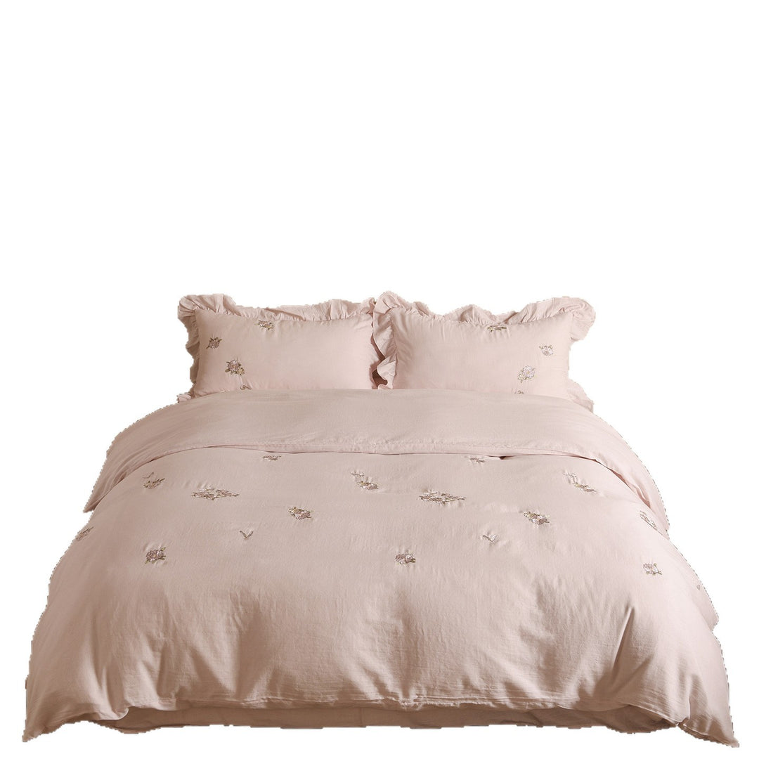 Bedding set made of double-layer cotton muslin with embroidery