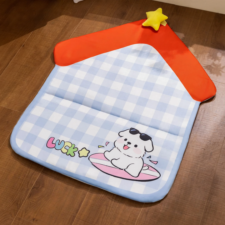 L-shaped pet bed with neck support