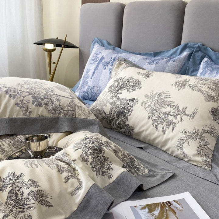 Cotton duvet cover set, brushed, European style