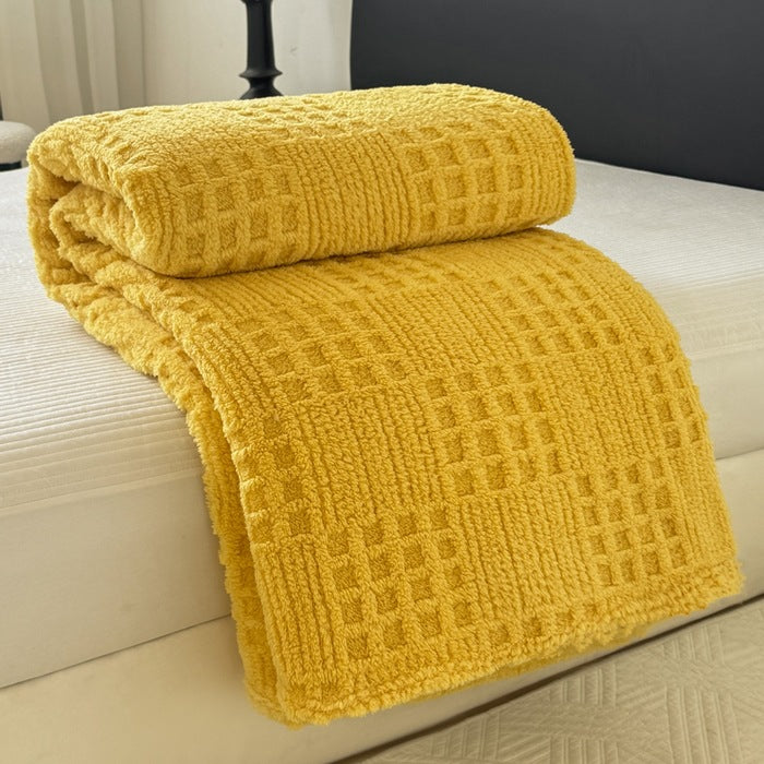 Fluffy coral fleece blanket for relaxing breaks