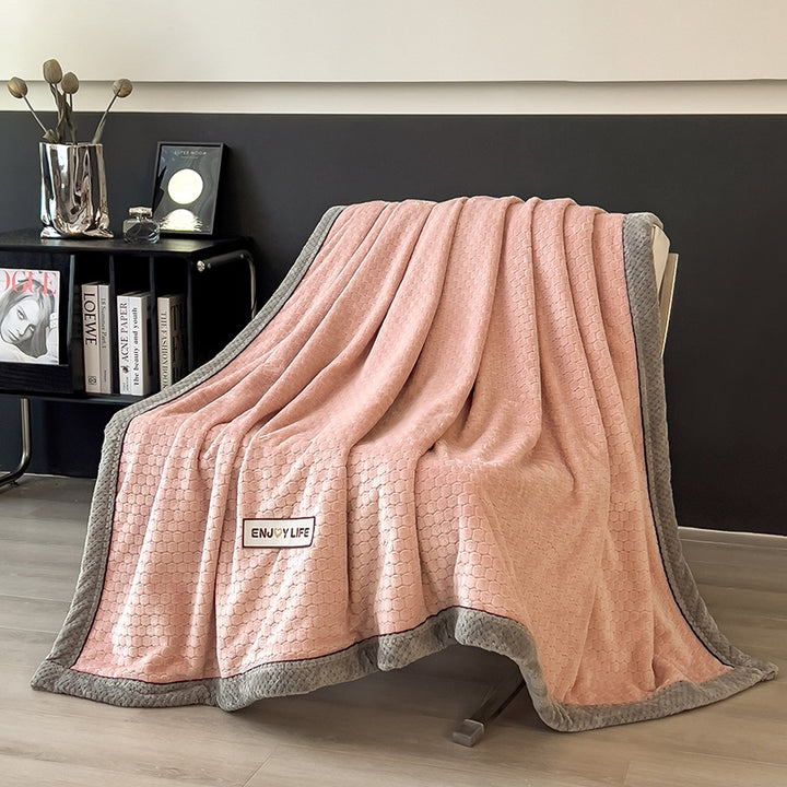 Double-sided milk fiber fleece blanket, warm and fluffy