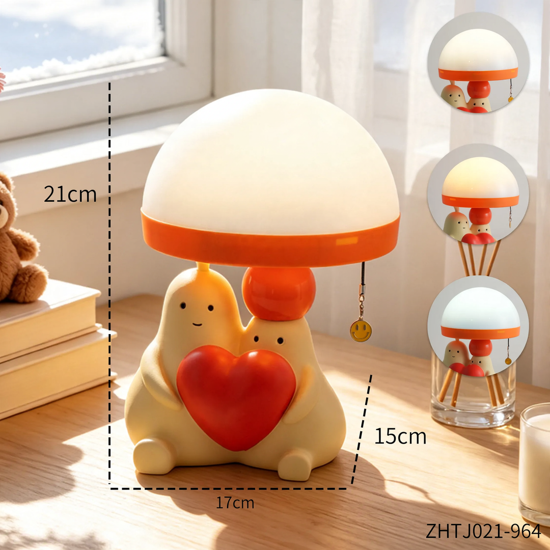 Heart table lamp with love motif
