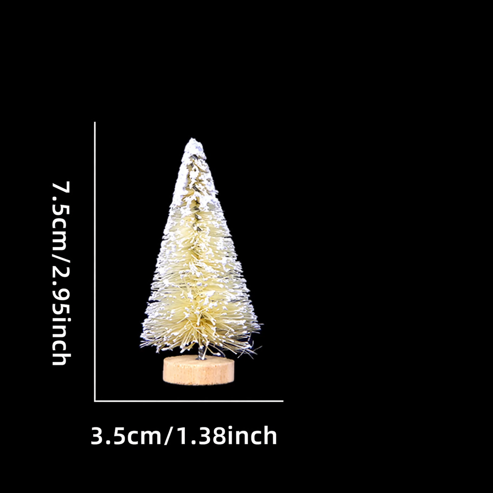Mini Christmas tree made of wood and sisal, snow-covered