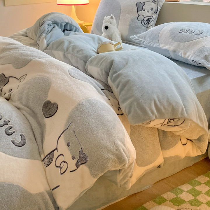 Winter bedding set made of milk fiber fleece, warm and soft