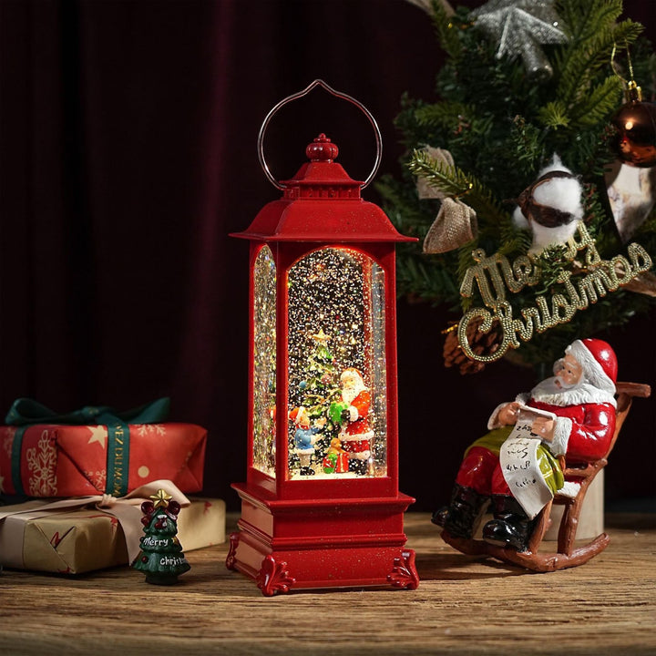 Decorative Christmas Lantern with Snow Effect and Light
