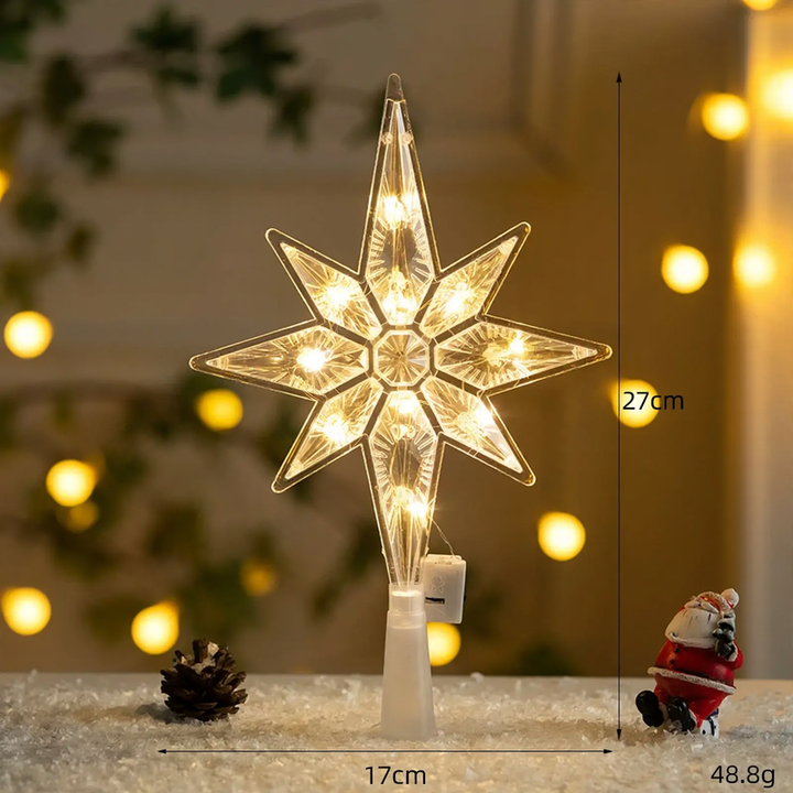 Illuminated Christmas tree top star made of plastic