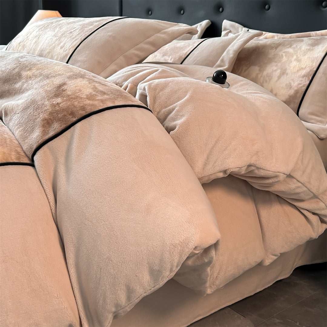 Milk fiber fleece bedding set, French luxury style