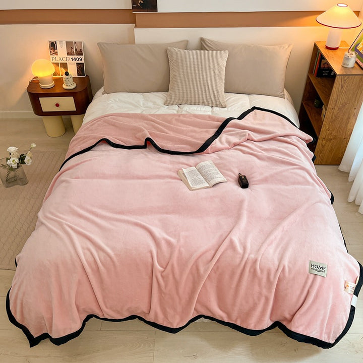 Soft milk fiber fleece throw blanket, solid color