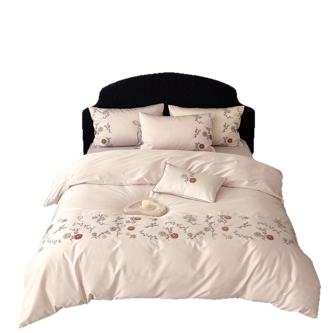 Satin bedding set, 100 cotton, embroidered