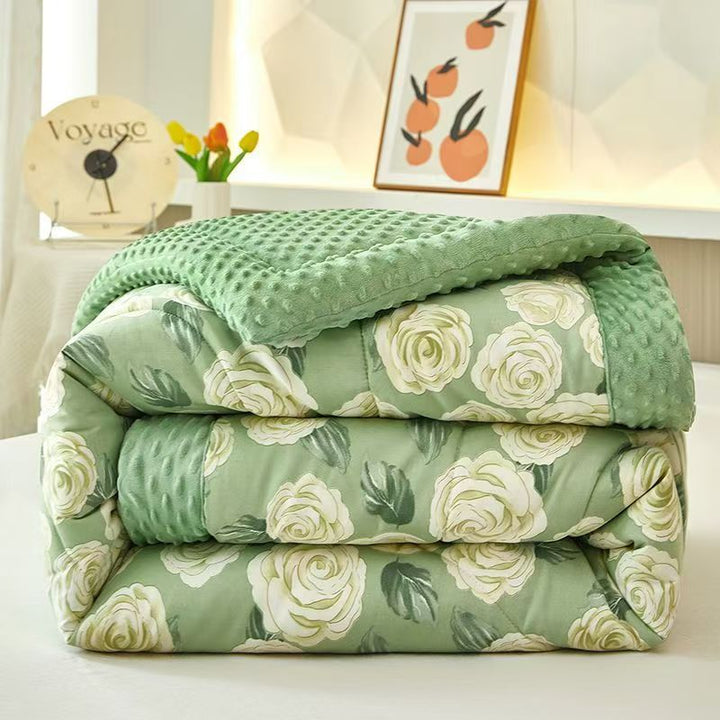 Double-sided cotton duvet with printed pattern