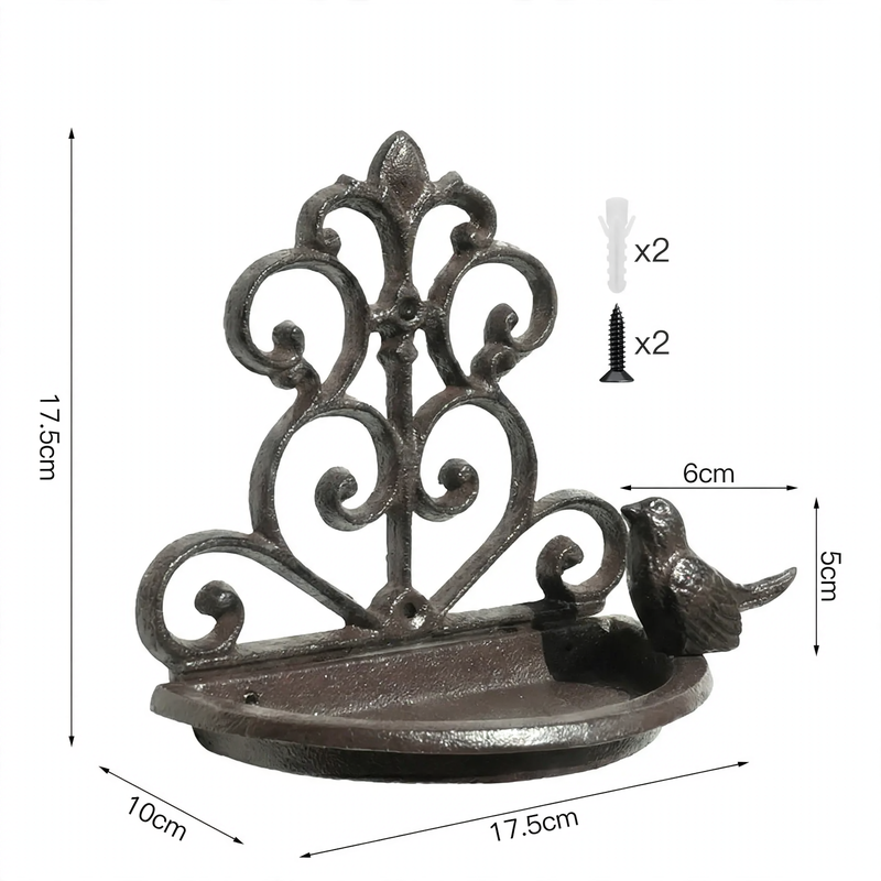 Decorative Wall Birdbath made of Cast Iron in European Style