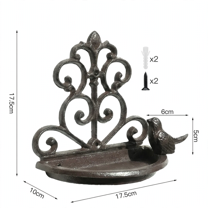 Decorative Wall Birdbath made of Cast Iron in European Style