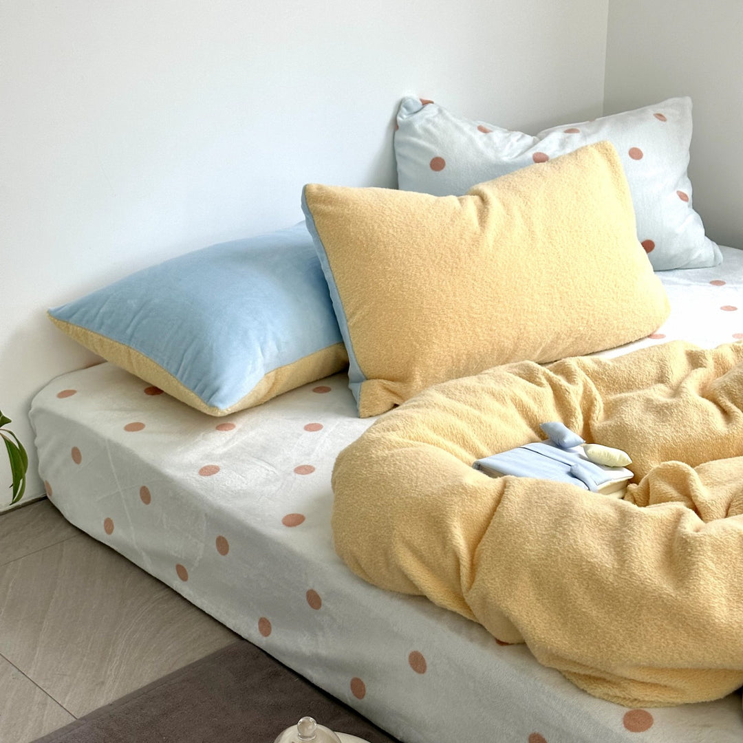Milk fiber fleece bedding set, solid color, soft