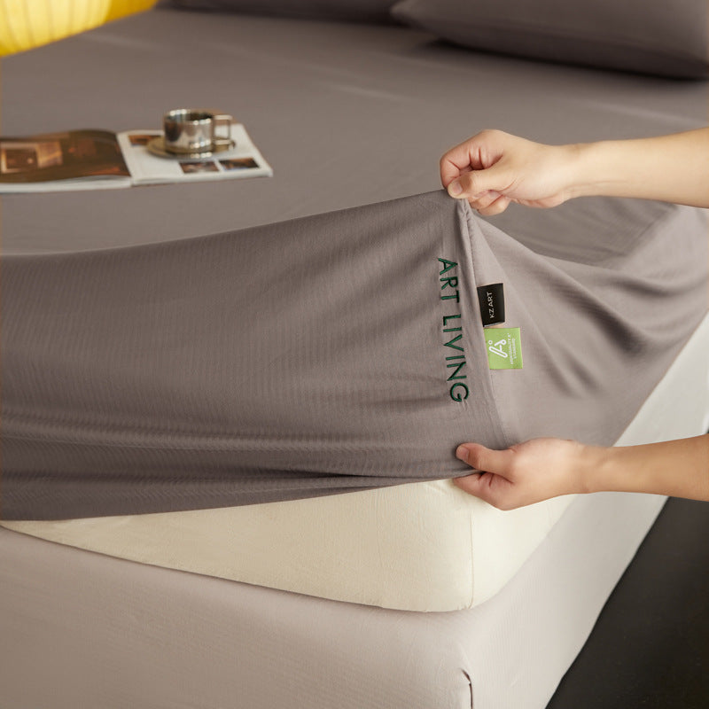 Minimalist Cotton Fitted Sheet Set, Herringbone Pattern