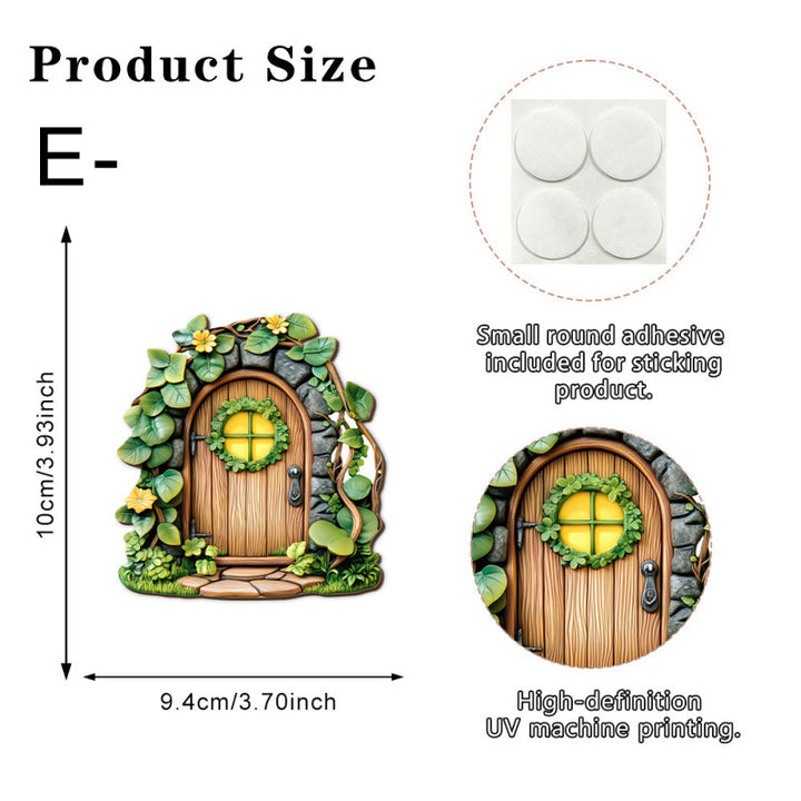 Decorative 2D Elf Door made of Pine Wood for Garden and House