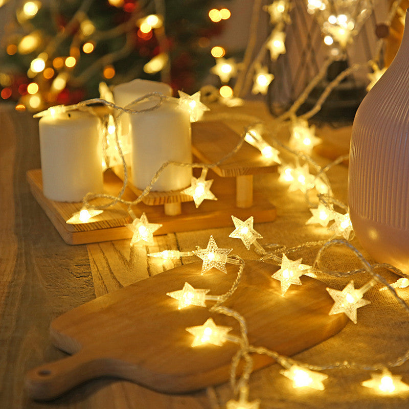 LED string lights with stars for indoor and outdoor use