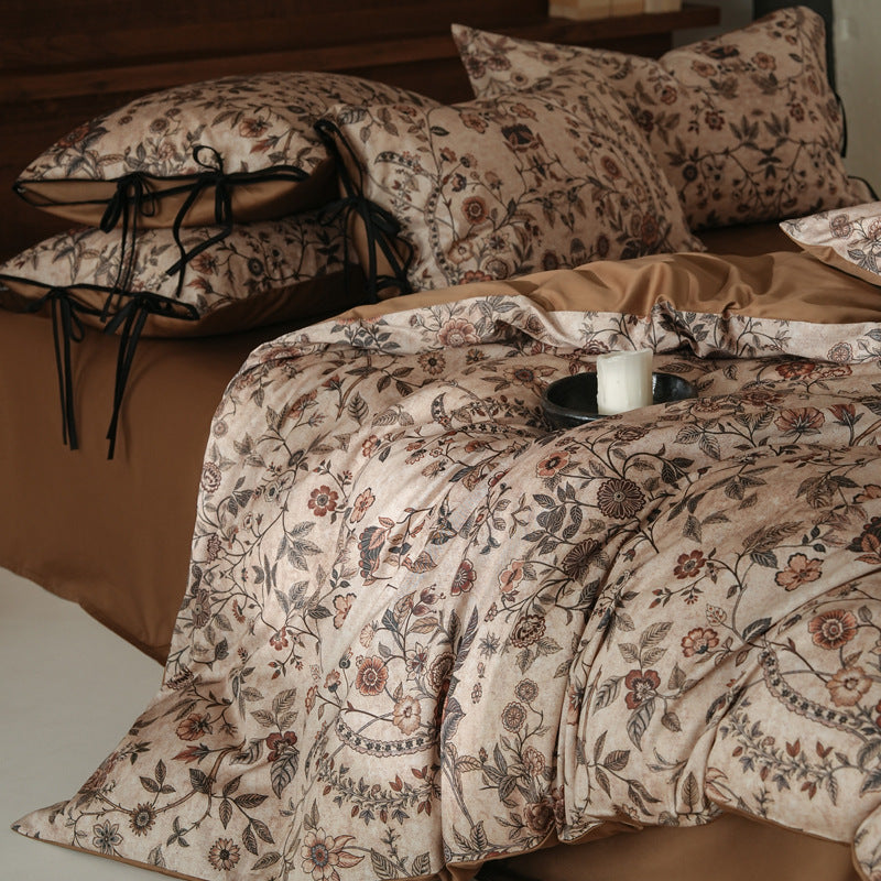 Long Staple Cotton Bedding, 4-piece, Floral Pattern