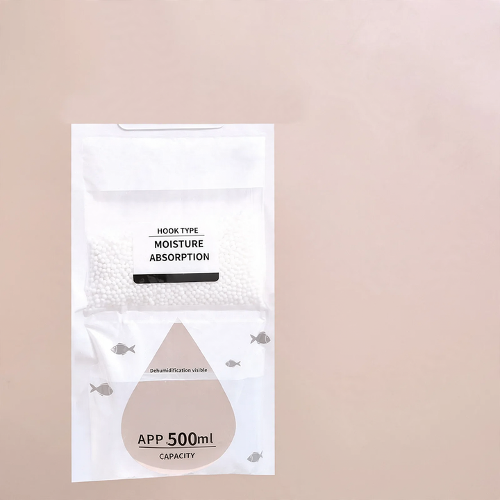 Hanging dehumidifying bag for wardrobes