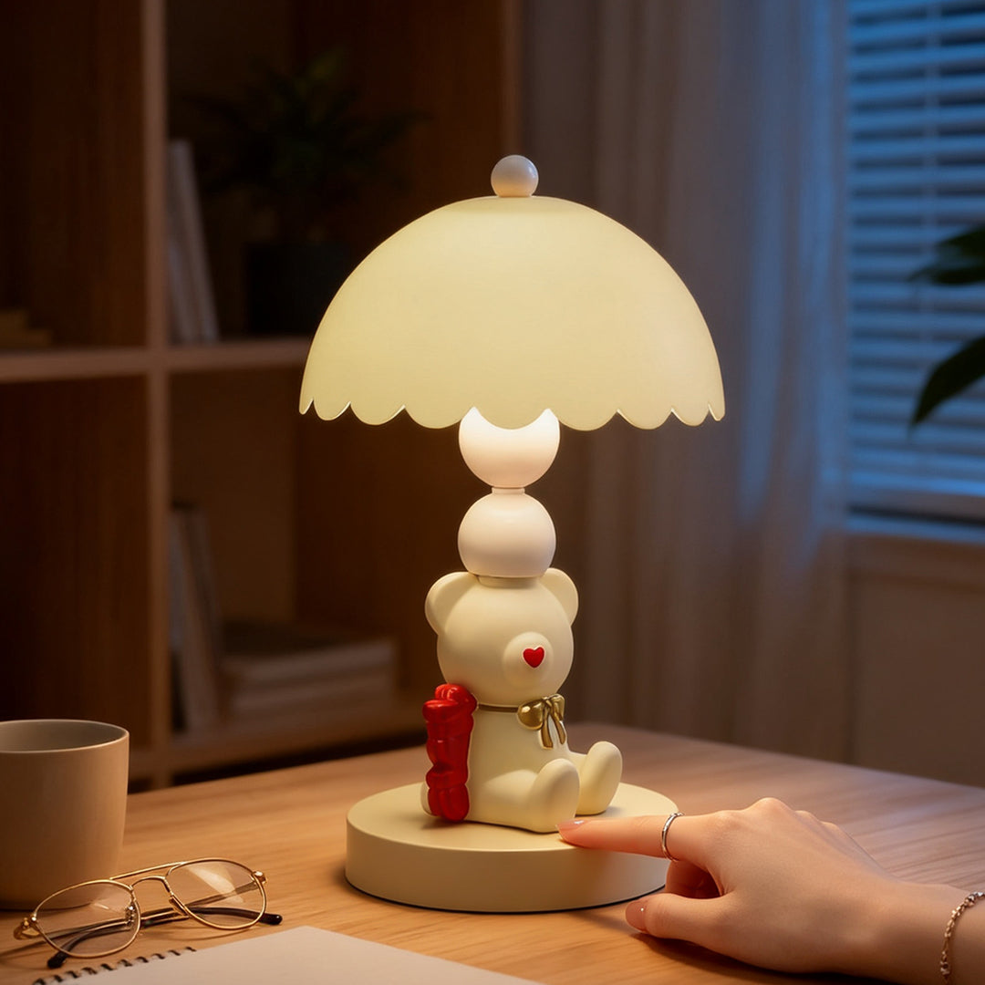 Bow Teddy Bear Table Lamp for Kids Room